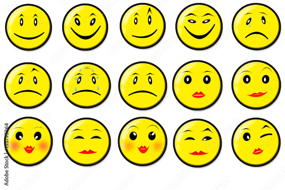 A set of emoticons. Set smiles. Isolated illustration without background A set of emoticons. Set smiles. Isolated illustration without background