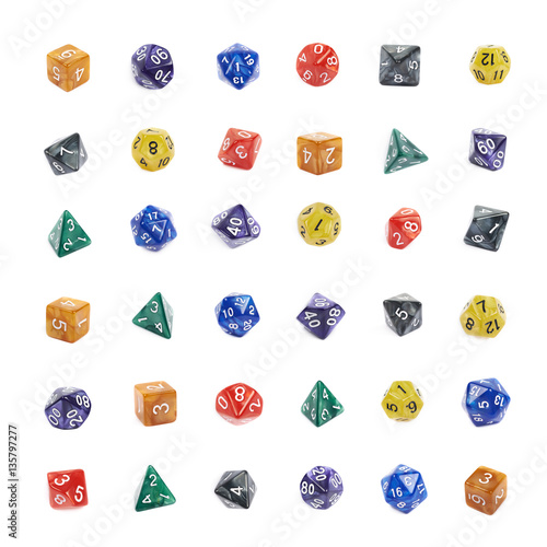 Set of roleplaying dices isolated