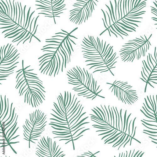 Tropical trendy seamless pattern with exotic palm leaves.