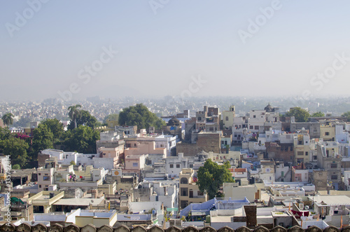 The city of Udaipur in India the top view
