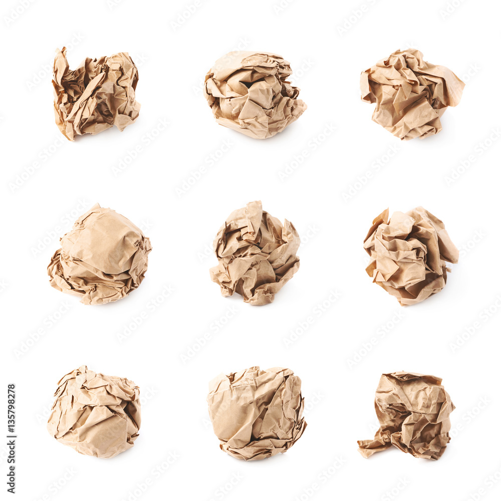 Crumbled paper ball isolated Crumbled paper ball isolated