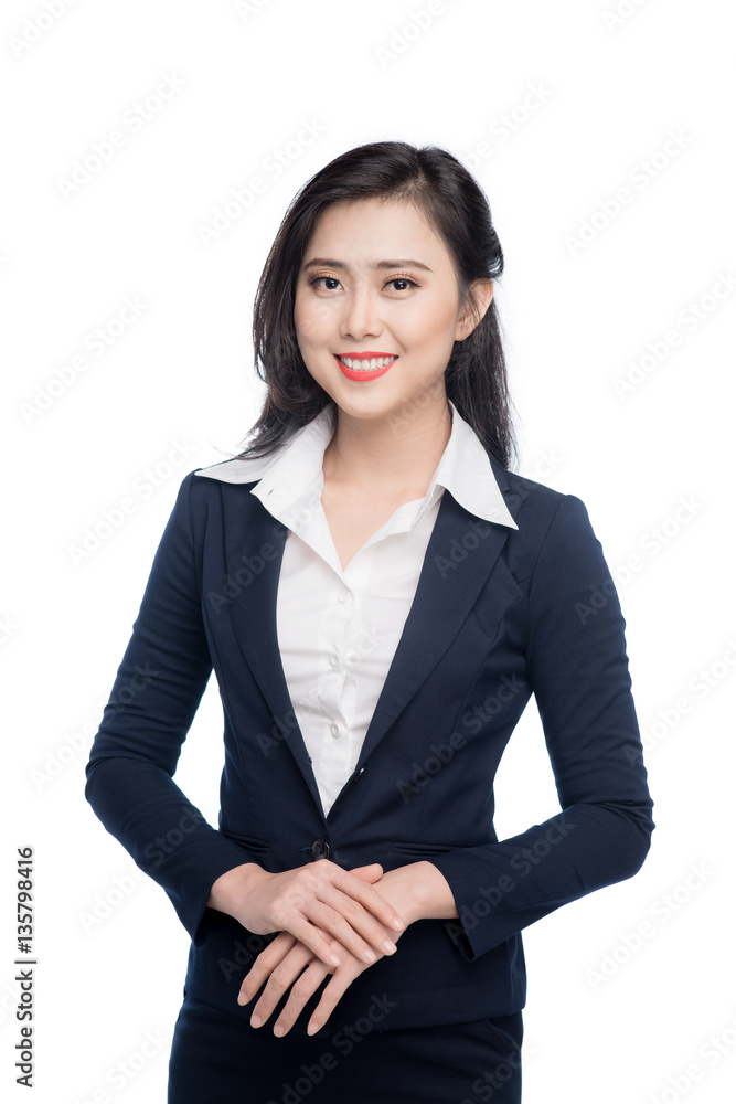 Portrait of an attractive young businesswoman isolated on white. Portrait of an attractive young businesswoman isolated on white.