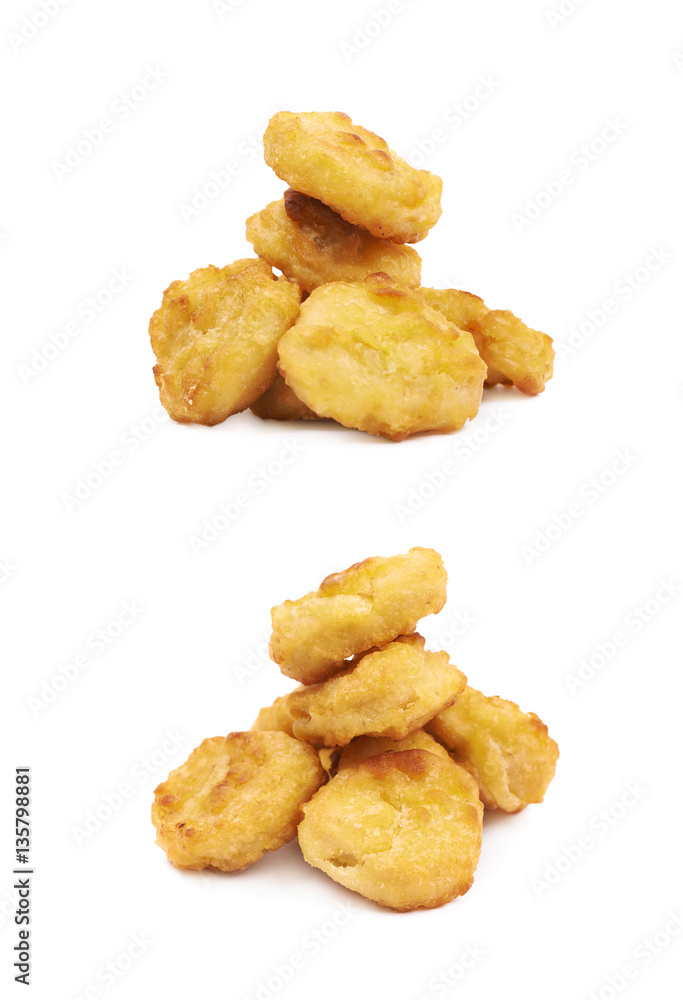 Breaded chicken nugget composition isolated Breaded chicken nugget composition isolated