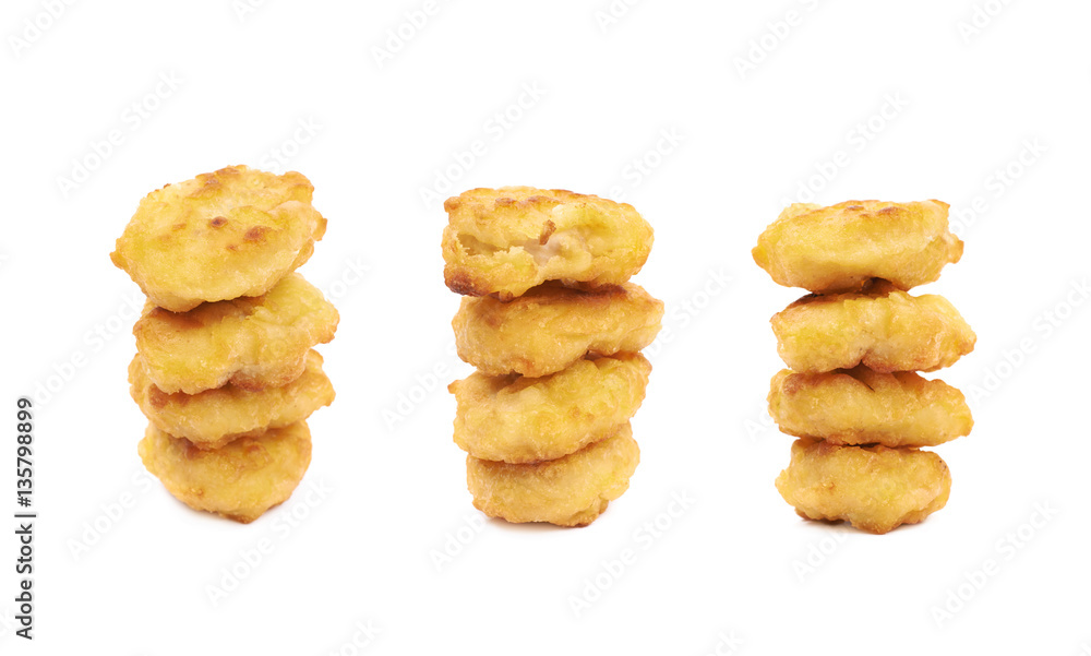 Breaded chicken nugget composition isolated Breaded chicken nugget composition isolated