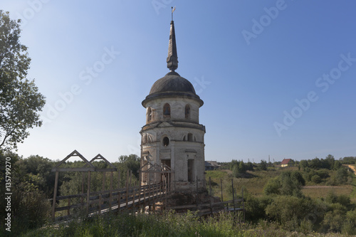 South-west tower of the fence Spaso-Sumorin monastery in the town of Totma, Vologda Region, Russia