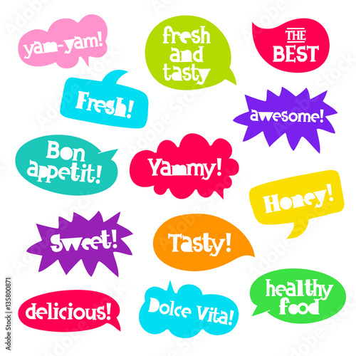 Tasty quotes in colorful bubble