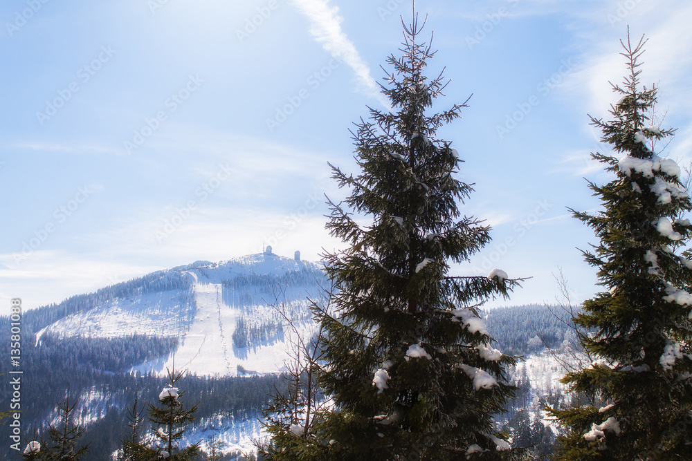 Blick auf den großen Arber in Bayern im Winter Blick auf den großen Arber in Bayern im Winter