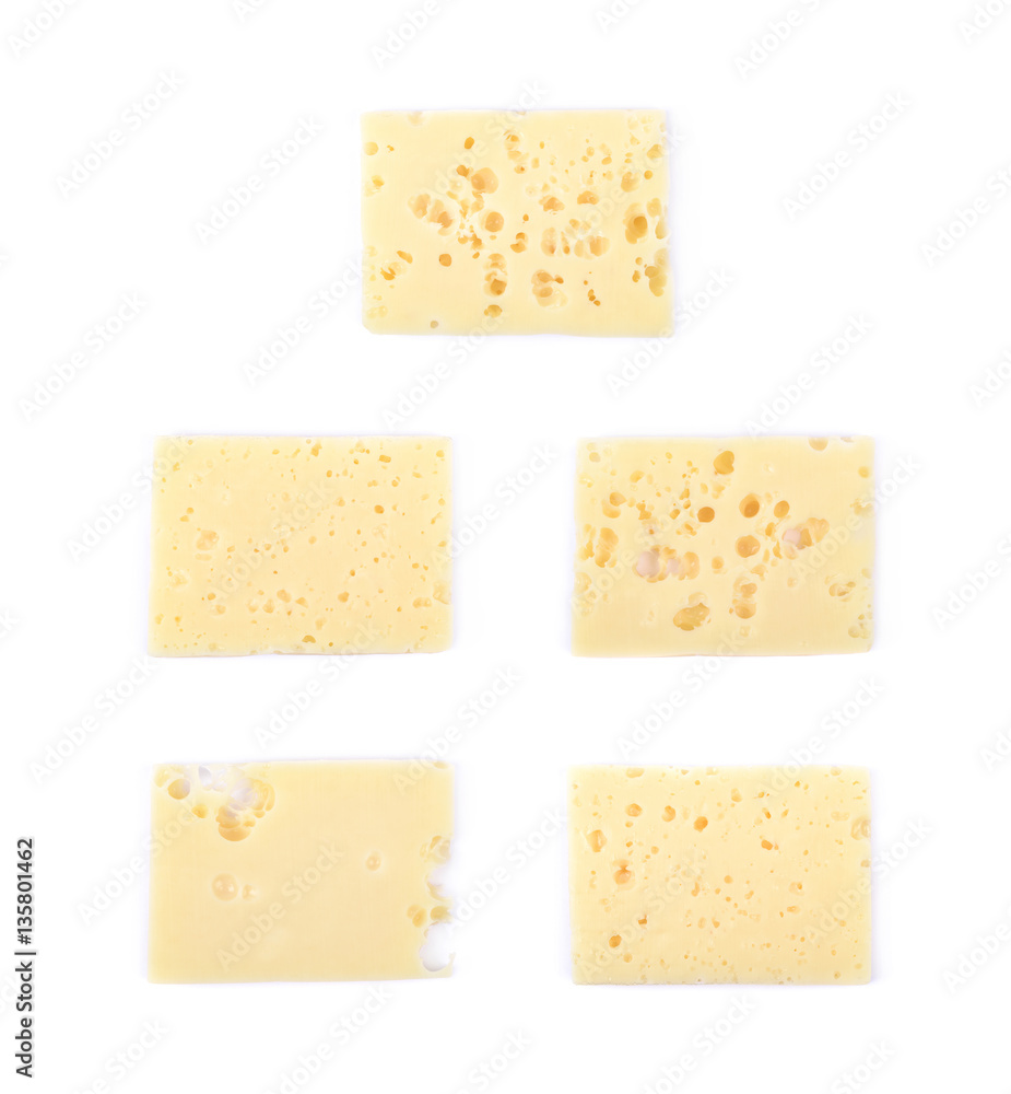 Single slice of cheese isolated