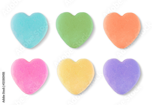 Blank Candy Valentines Hearts Isolated on White Background.