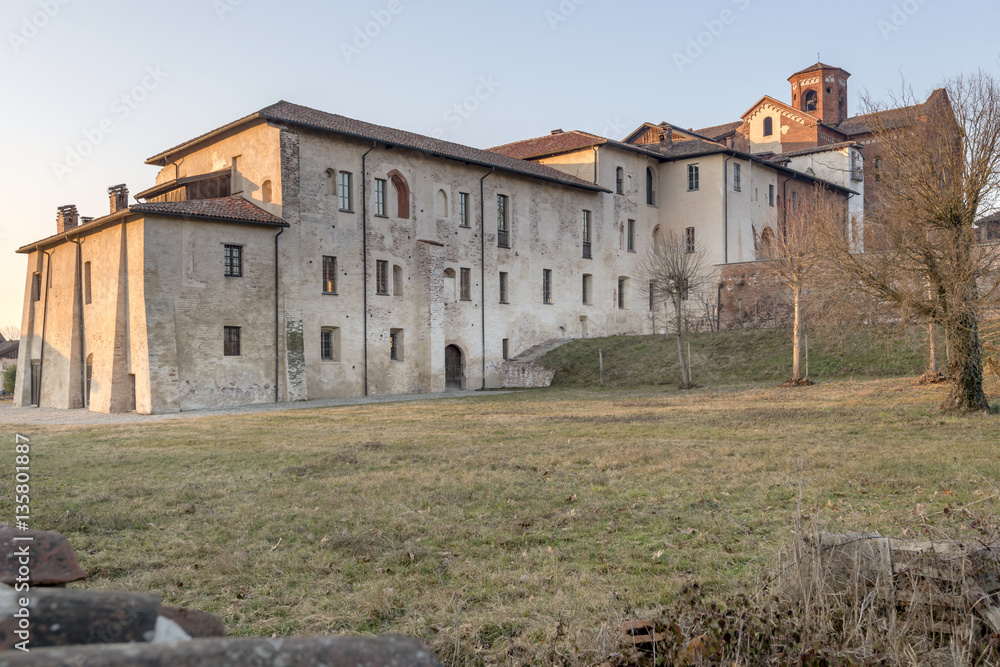 eastern side of abbey and village of Morimondo, Milan, Italy