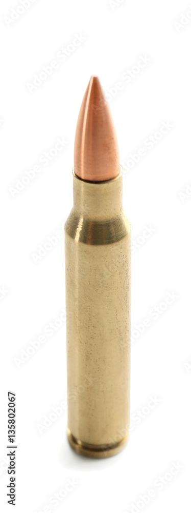Rifle bullet on white background Rifle bullet on white background