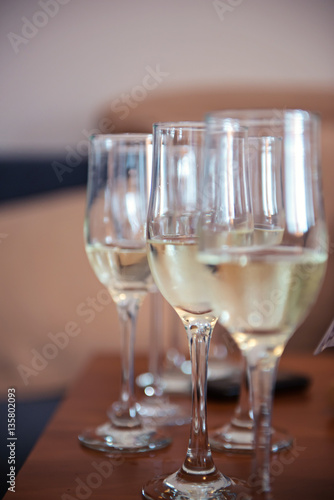 glasses of white sparkling wine champagne lot of close-up