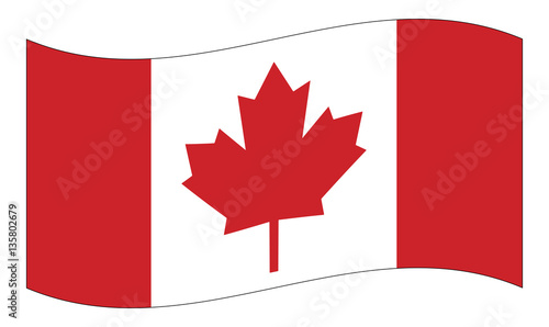 canada flag with maple leaf waving vector symbol icon design.