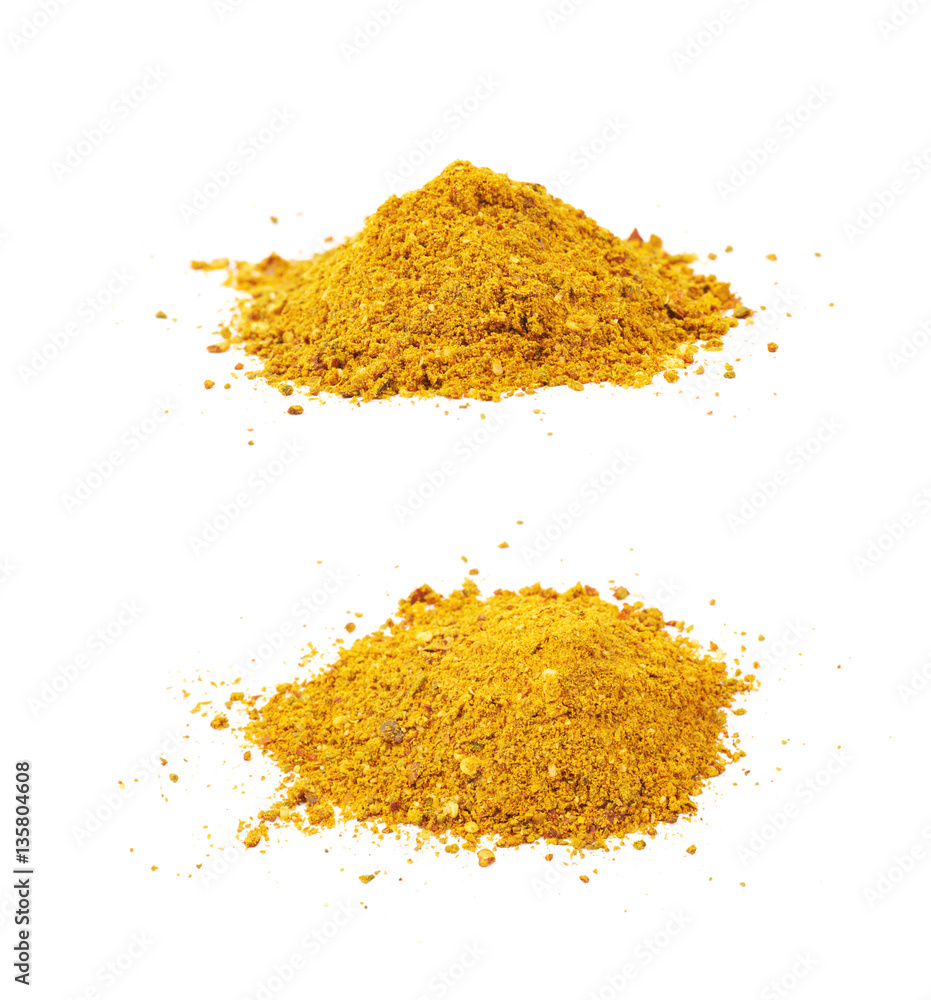 Pile of powdered curry spice isolated Pile of powdered curry spice isolated