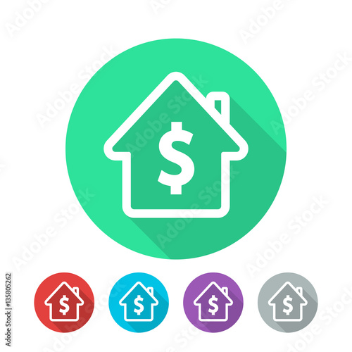 House with dollar sign flat design icon set