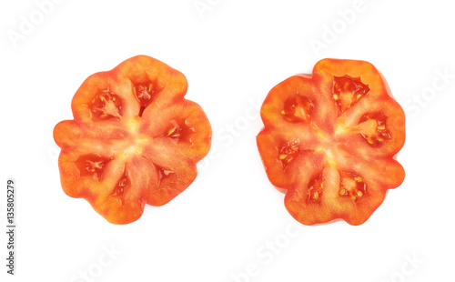 Ripe red beef tomato isolated