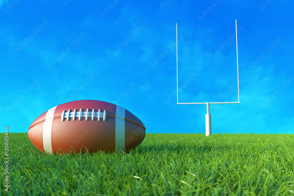 American Football on the Field. 3D illustration American Football on the Field. 3D illustration