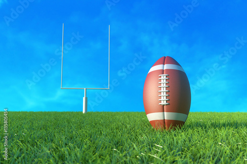 American Football on the Field. 3D illustration