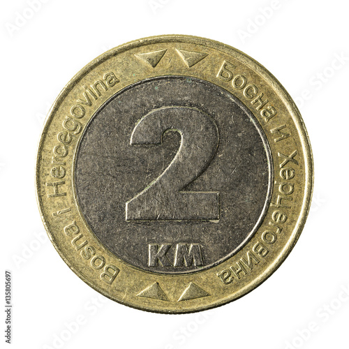 50 bosnia and herzegovina convertible fening coin (2007) obverse isolated on white background photo