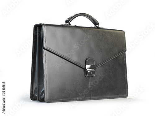 Photography Black leather briefcase isolated on the white background