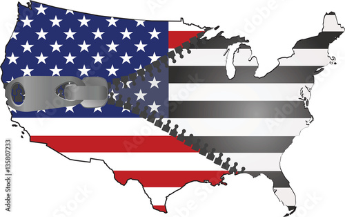 USA map flag ziped vector