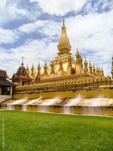 That Luang is a gold-covered large Buddhist stupa in the center of Vientiane, Laos. 