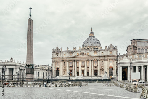 St. Peters Basilica (Basilica di San Pietro) in Vatican City, Rome, Italy, Europe, filtered style