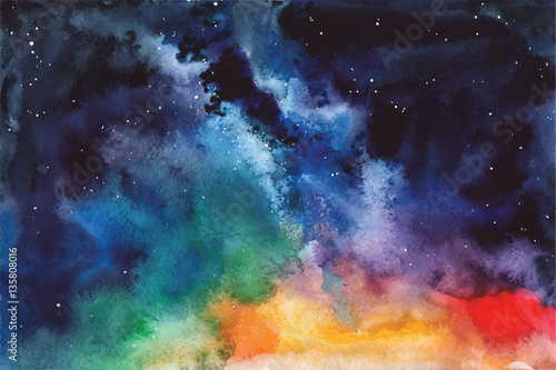 Watercolor vector background Space, stars, constellation, nebula