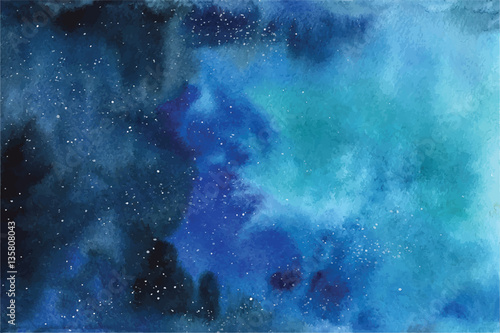 Watercolor vector background Space, stars, constellation, nebula © helen_f