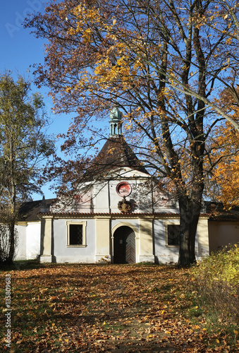 Chapel of Our Lady Dolorous on  Mountain of Cross in Cesky Krumlov. Czech republic