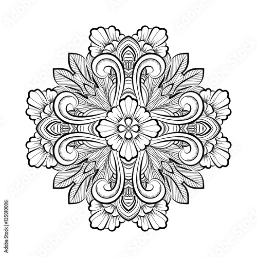 Vector hand drawn doodle mandala for coloring book. 