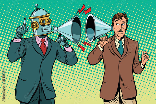 artificial intelligence robot speaks to the human