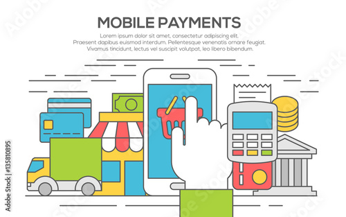 Flat design concepts for Mobile Payment.