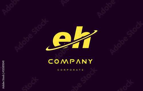 eh small alphabet yellow letter logo vector icon design