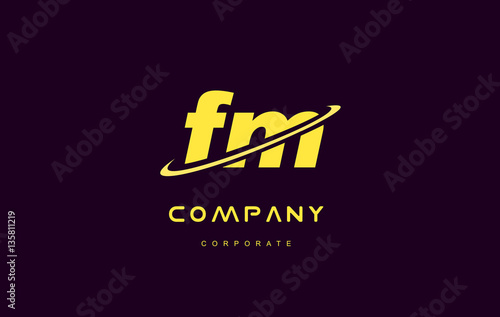 fm small alphabet yellow letter logo vector icon design