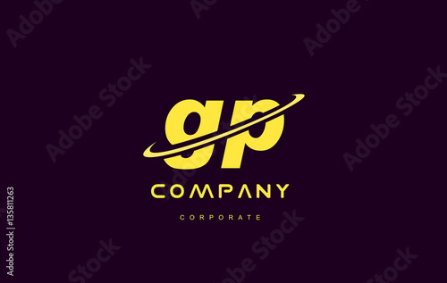 gp small alphabet yellow letter logo vector icon design