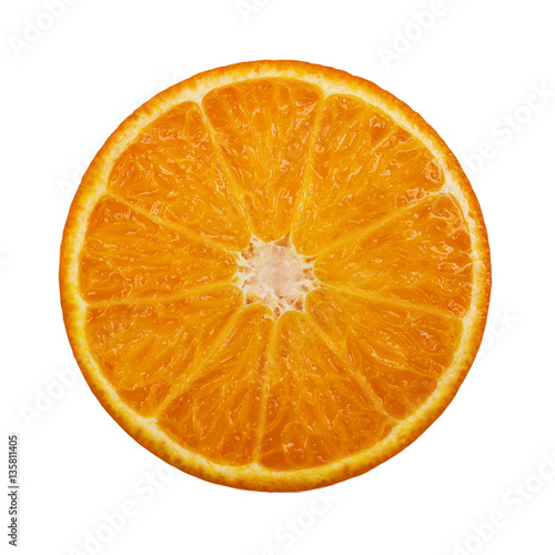 Round cut Mandarin isolated on white background