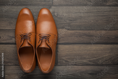 Men's Accessories. Shoes. On the wooden floor. For your design.