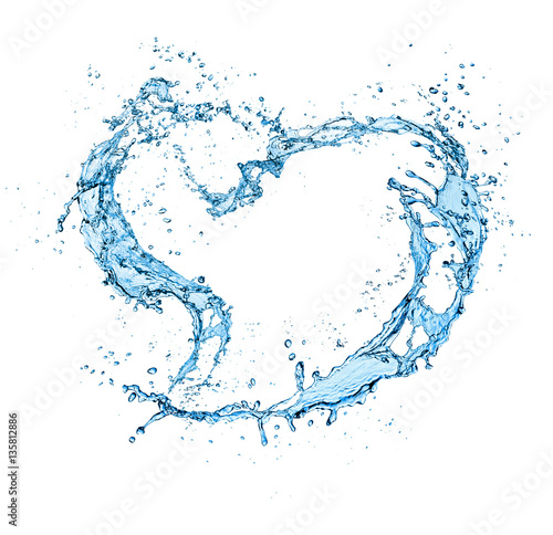 heart water splash isolate on white background.