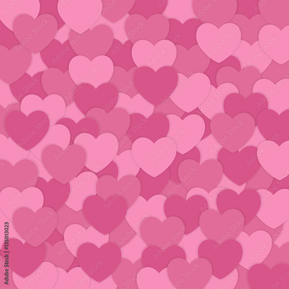 Pattern with pink hearts. Valentine's day. Vector illustration.