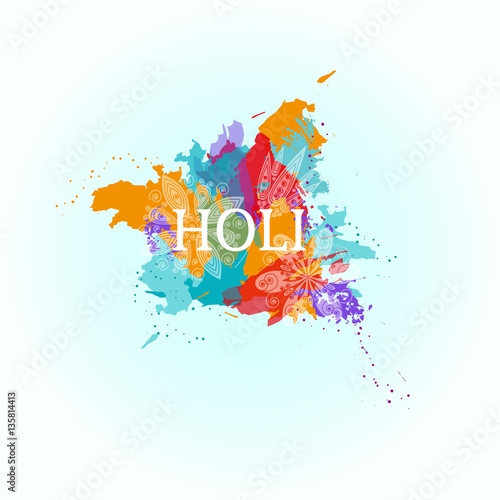Abstract colorful Happy Holi background. Design for Indian Festival of Colours.