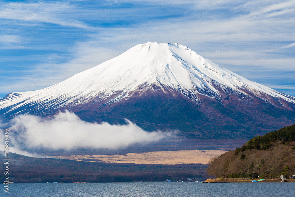 Mt.Fuji and Lake Yamanakako. Shot in the early morning.The shooting location is Lake Yamanakako, Yamanashi prefecture Japan.