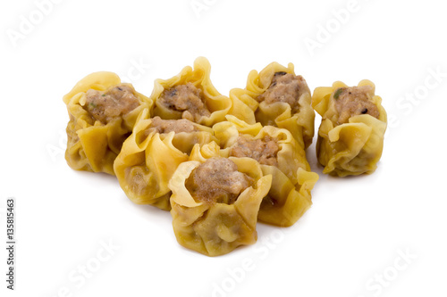 Chinese Steamed Dumpling on white background.