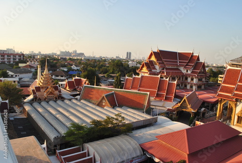 Roof Temple In Bangkok Thailand Wat Samien Nari photo