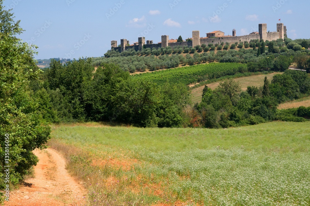 Historic town and fotress Monteriggioni in the Tuscany, Italy
