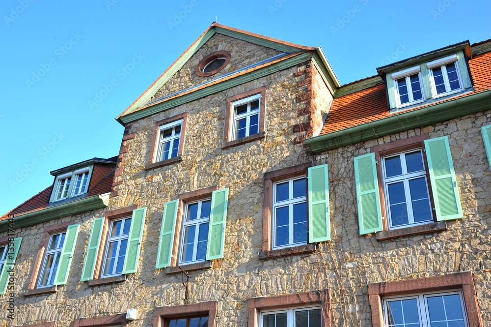 Renovated House-Front with Dormer Windows (Gauben) at tiled Roof (Ziegeldach) Renovated House-Front with Dormer Windows (Gauben) at tiled Roof (Ziegeldach)