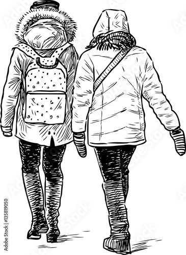 school girls go to school