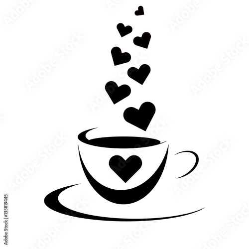 Tasse mit Herz und Herz-Dampf 