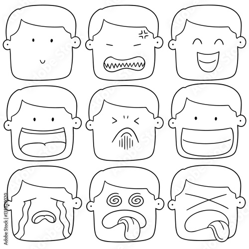 vector set of cartoon face