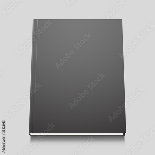 Vector black book template, realistic design, isolated illustration
